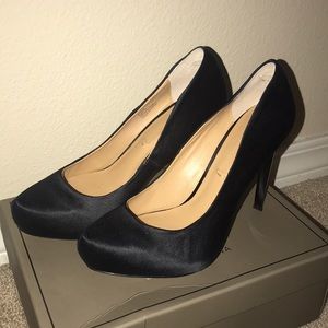 Black satin heels